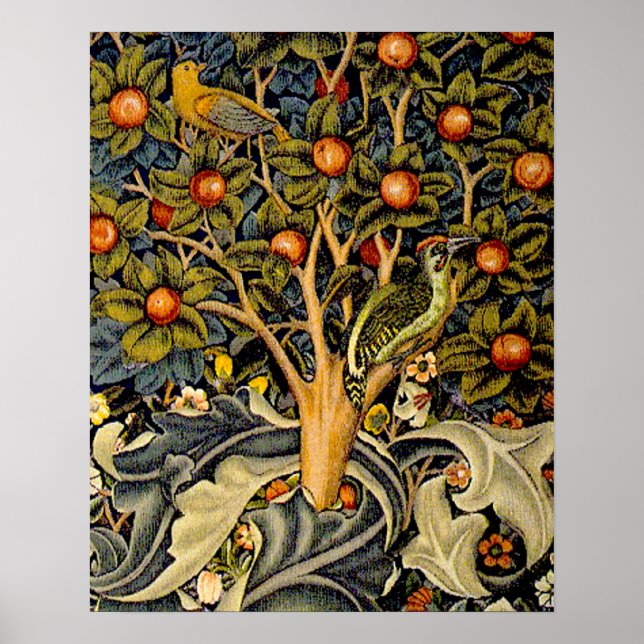 Póster Tapeçaria de Pássaros e Flores de William Morris (Frente)