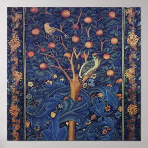 Póster Tapeçaria Pica-Pau de William Morris Design Azul