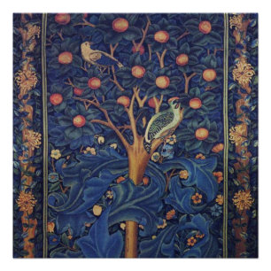 Póster Tapeçaria Pica-Pau de William Morris Design Azul