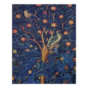 Póster Tapeçaria Pica-Pau de William Morris Design Azul