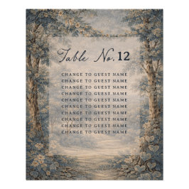 Póster Tapestry Blue Toile wedding table seating chart