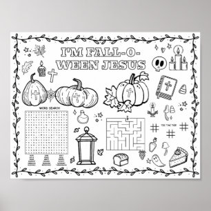 Poster Tapete de colorir Halloween editável