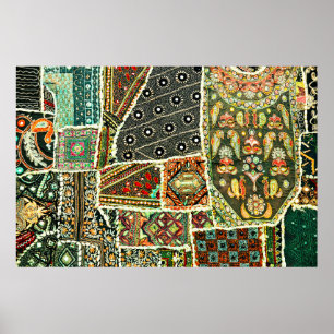 Poster tapete de retalhos indiano em Rajasthan, Ásia