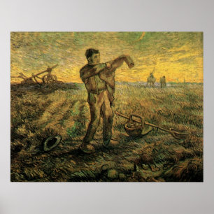 Póster Tarde - Fim do Dia de Vincent van Gogh