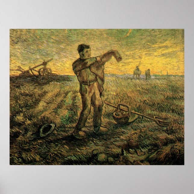 Póster Tarde - Fim do Dia de Vincent van Gogh (Frente)