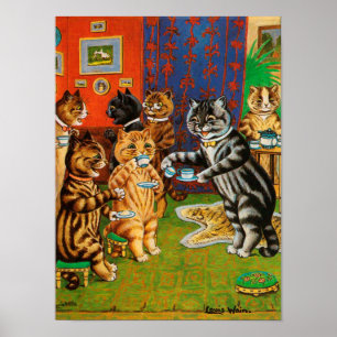 Poster Tarde, Gatos De Chá, Louis Wain