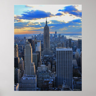 Póster Tarde tarde NYC Skyline à medida que o pôr do sol