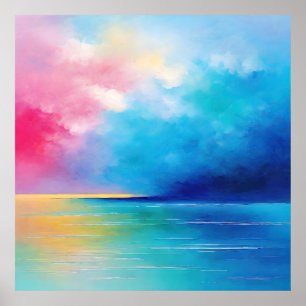Poster "Tarfarran" Paisagem Rosa e Azul