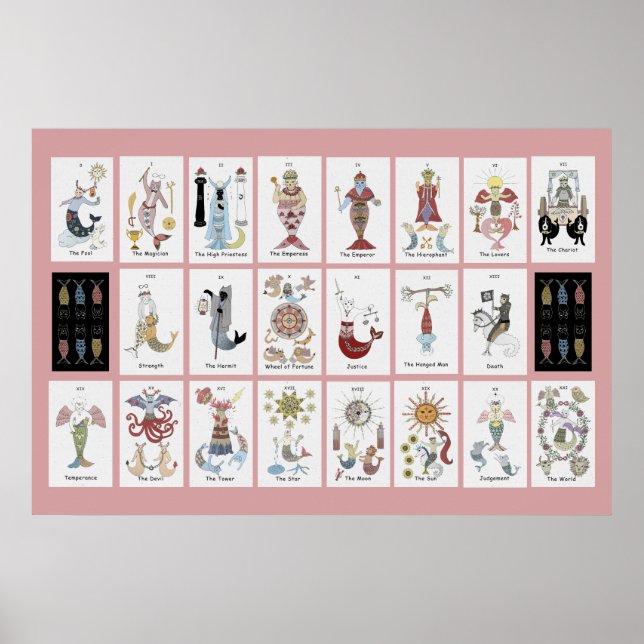 Poster Tarot Arcanos Maiores de gato sereia (Frente)