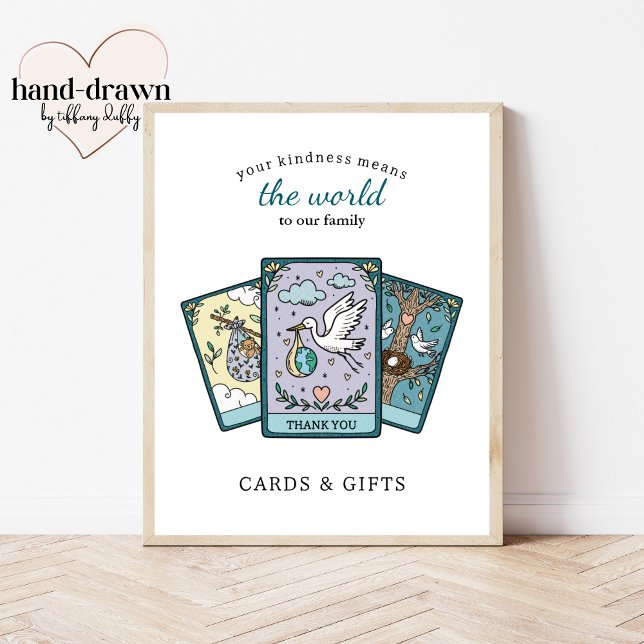 Poster Tarot Baby Shower Frameable Gift Table Sign (Criador carregado)