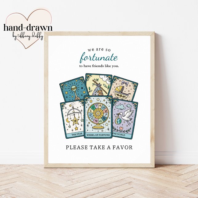 Poster Tarot Baby Shower Party Favor Frameable Table Sign (Criador carregado)