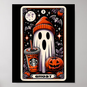Poster Tarot Card Cute Ghost Spooky Season Jack O Lantern