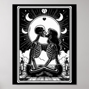 Poster Tarot Card O Gótico De Esqueleto Dos Amantes Hallo