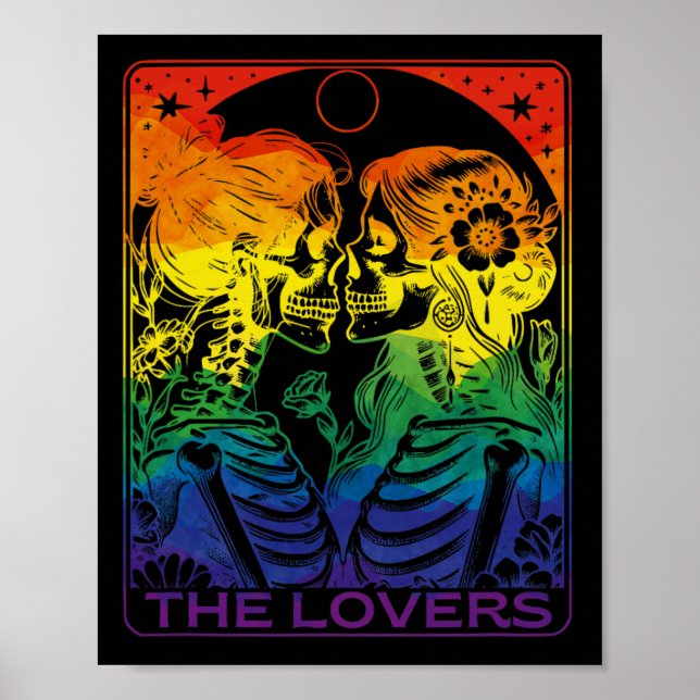 Poster Tarot Card Os Amantes Arco-Íris Beijando A Pele Lé (Frente)
