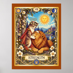 Poster Tarot do Gato Força - Coragem e Compassividade