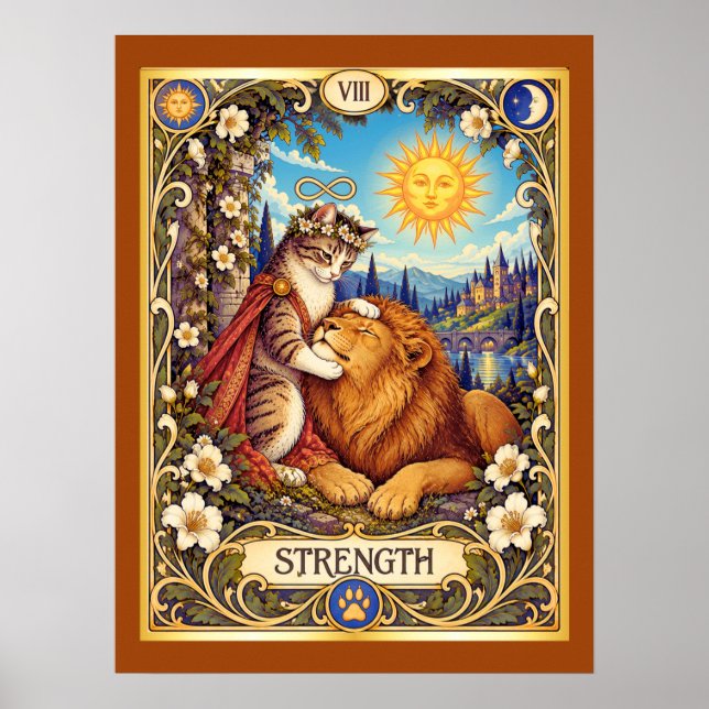 Poster Tarot do Gato Força - Coragem e Compassividade (Frente)