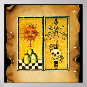 PÓSTER TAROTS ANTIGOS DA RENASCENÇA /O SOL ,ÁS DE ESPADAS