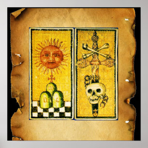 PÓSTER TAROTS ANTIGOS DA RENASCENÇA /O SOL ,ÁS DE ESPADAS
