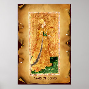 PÓSTER TAROTS RENAISSANCE ANTIGOS / DONZELA DE MOEDAS