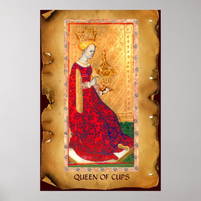 PÓSTER TAROTS RENAISSANCE ANTIGOS / RAINHA DE COPAS (Frente)