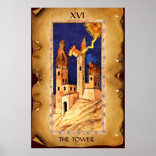 PÓSTER TAROTS RENASCENTISTAS ANTIGOS 16 / A TORRE (Frente)