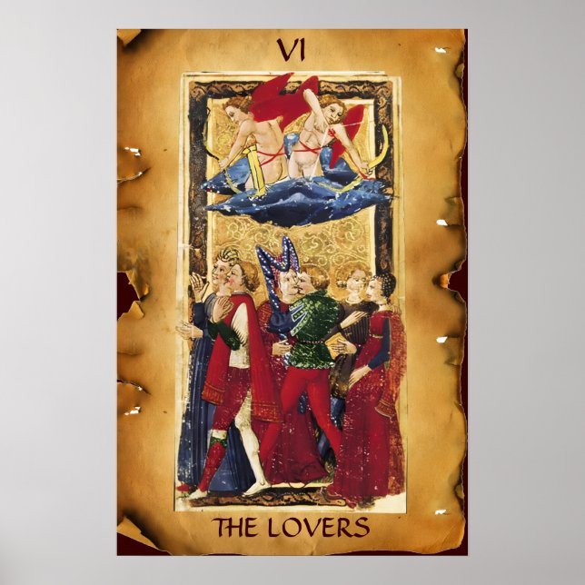 PÓSTER TAROTS RENASCENTISTAS ANTIGOS 6 / OS AMANTES (Frente)