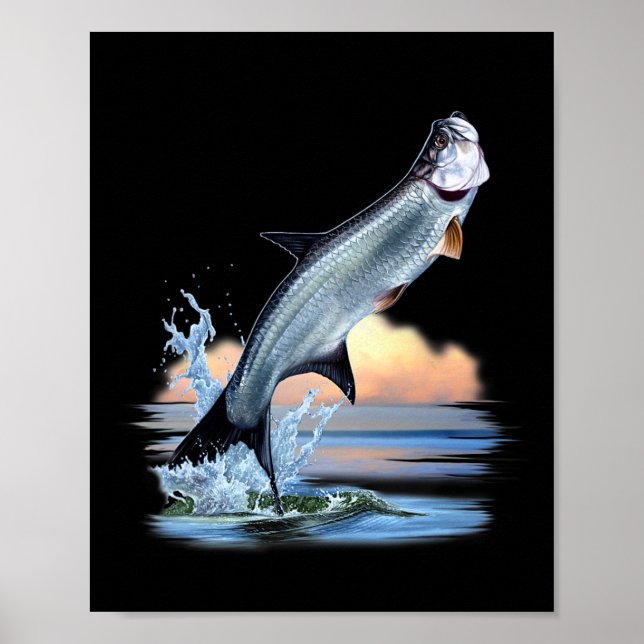 Poster Tarpon Fish Fresh Water Wildlife Hunting Fishing A (Frente)