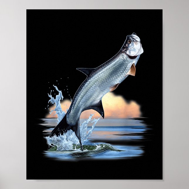 Poster Tarpon Fish Fresh Water Wildlife Hunting Fishing A (Frente)
