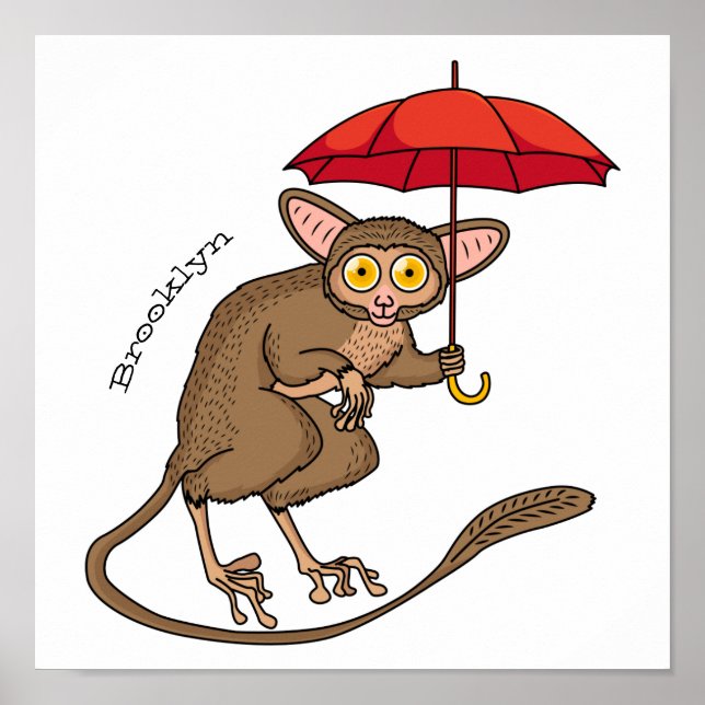 Poster Tarsier bonito com ilustração de desenho de desenh (Frente)