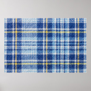 Poster Tartan azul e amarelo ou fundo xadrez para as fas