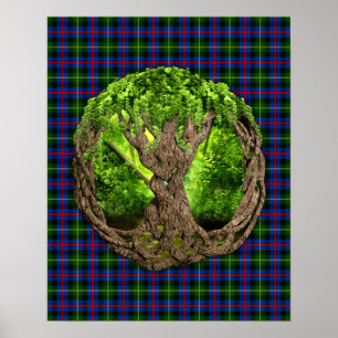 Póster Tartan de Farquharson do clã e árvore do céltic