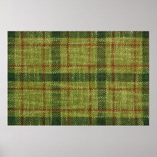 Poster Tartan de Natal vermelho e verde.