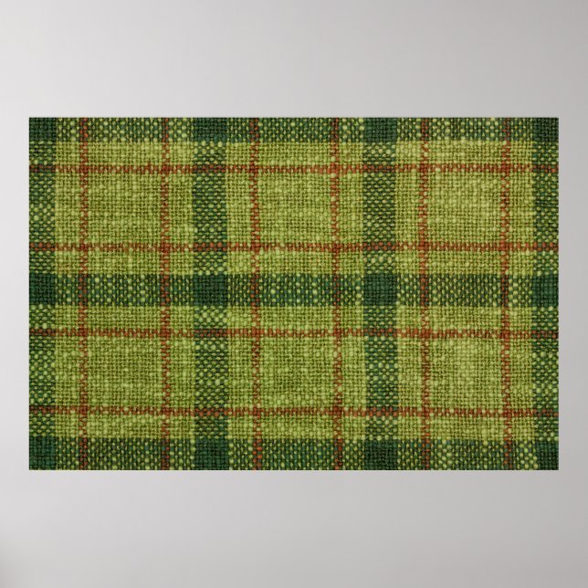 Poster Tartan de Natal vermelho e verde. (Frente)