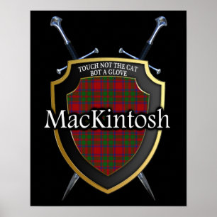 Póster Tartan Escudo Clan MacKintosh Escocês & Espadas