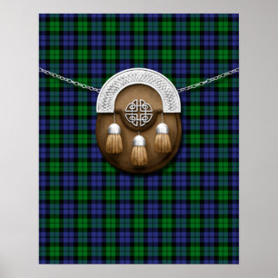 Poster Tartan militar e Sporran do relógio preto