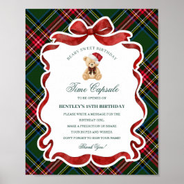 Poster Tartan Plaid Christmas Bear Birthday Time Capsule