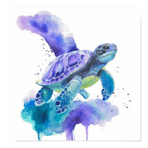 Tartaruga Colorida Arte em Aquarela – Posição do A