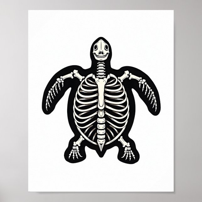 Poster Tartaruga-de-Halloween Cura Esqueleto Tortoise Fos (Frente)