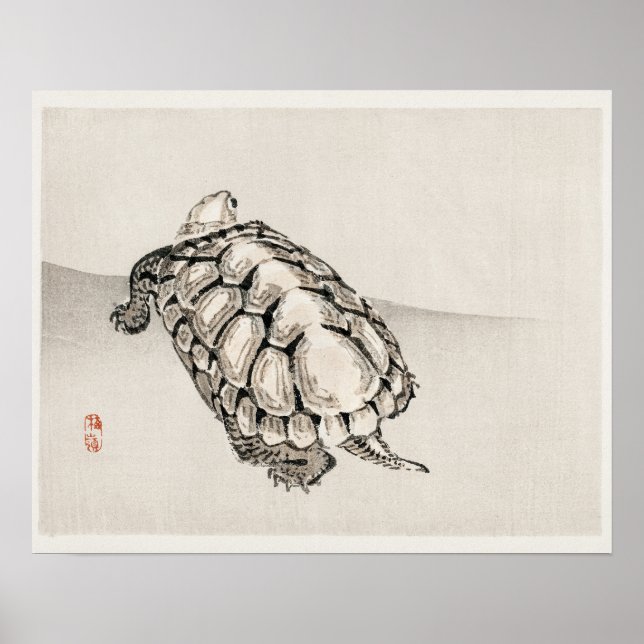 Poster Tartaruga de Kōno Bairei (1844-1895) (Frente)