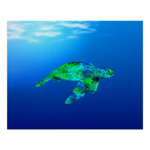 Póster Tartaruga de mar subaquática