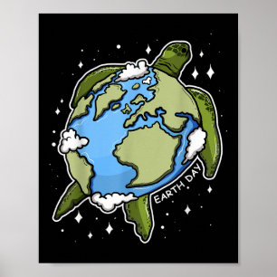 Poster Tartaruga do Dia da Terra Globo Terrestre Proteção