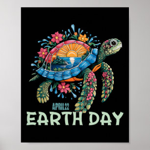 Poster Tartaruga do Mar Dia da Terra Salva a Terra 1