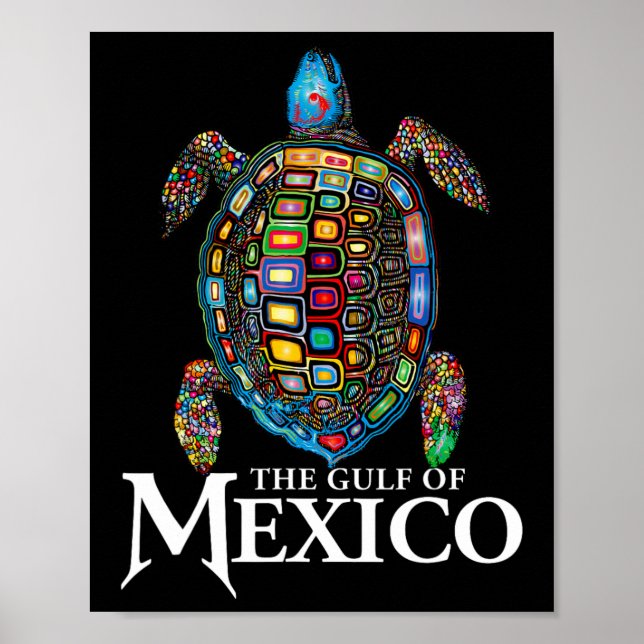Poster Tartaruga Do Mar Gráfico Do Golfo Do México Nunca  (Frente)