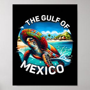 Poster Tartaruga Do Mar Gráfico Do Golfo Do México Nunca