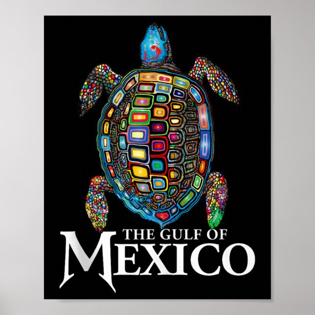 Poster Tartaruga Do Mar Gráfico Do Golfo Do México Nunca  (Frente)
