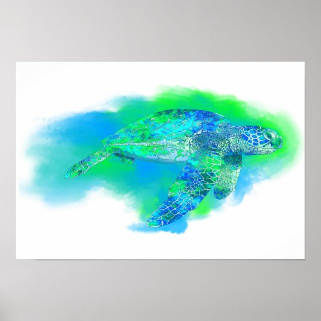 Póster Tartaruga do Mar Nadado (Frente)