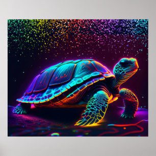Poster Tartaruga do Mar Neon Colorir