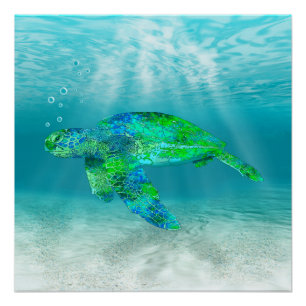 Póster Tartaruga do Mar Verde