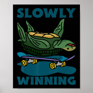 Poster Tartaruga Engraçada Andando de Skate Lentamente Pi