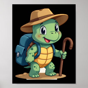 Poster Tartaruga Engraçada Gráfica de Caminhada Amante de